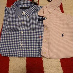 New beautiful Ralph Lauren Polo Men classic dress shirt size XL Big pink s s